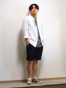 「Johnbull Private labo（ジョンブルプライベートラボ）のアイテム（トップス）」を使った、Rikuto©️1999さん（メンズ・165cm）の夏コーディネート