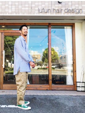 「KNOTT MEN（ノットメン）のアイテム」を使った、モリシタ ヨシノリさん（メンズ・173cm）の秋コーディネート