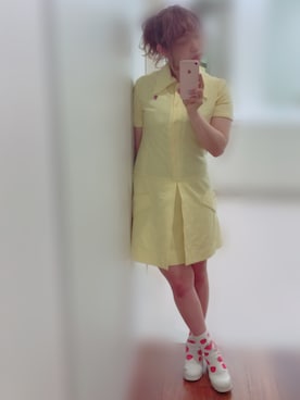 「ポニーテール」｜「アイテム（シャツワンピース）」を使った、ぢゅんぽさん（レディース・152cm）の春コーディネート