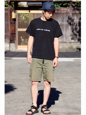 「Gramicci（グラミチ）のアイテム（サンダル）」を使った、こころさん（メンズ・169cm）の夏コーディネート