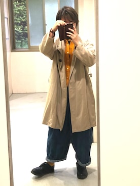 「マスタード」｜「アイテム（チェスターコート）」を使った、Ryuyaさん（メンズ・165cm）の春コーディネート