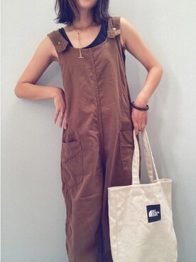 「ZARA（ザラ）のアイテム（サロペット/オーバーオール）」を使った、nachicoさん（レディース・164cm）の夏コーディネート