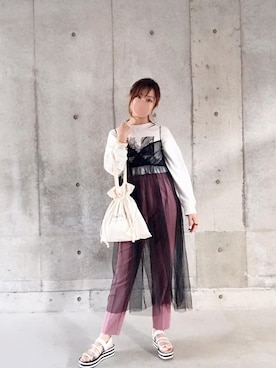 「グラフィックＴ」｜「アイテム（ワンピース/ドレス）」を使った、s＿＿a.❁❁さん（レディース・157cm）の春コーディネート