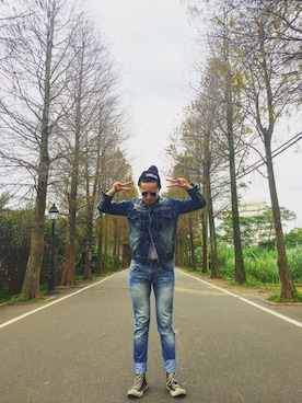 「blue」｜「アイテム（ニットキャップ/ビーニー）」を使った、Kuanさん（メンズ・175cm）の冬コーディネート