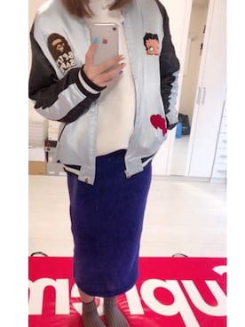 「A BATHING APE（アベイシングエイプ）のアイテム（ジャケット/アウター）」を使った、324__さん（レディース・163cm）の春コーディネート