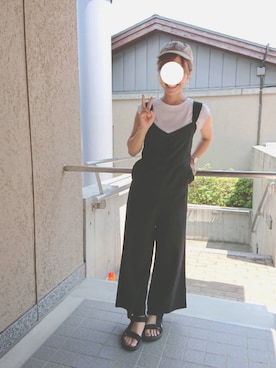 「DHOLIC（ディーホリック）のアイテム（サロペット/オーバーオール）」を使った、a*mさん（レディース・155cm）の夏コーディネート