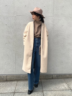 nakajo_marinaさんの「WIDE BRIM FELT HAT/ワイドブリムフェルトハット」を使ったコーディネート