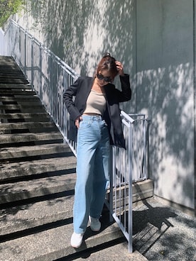「crie conforto（クリーコンフォルト）のアイテム（ジャケット/アウター）」を使った、nakajo_marinaさん（レディース・160cm）の春コーディネート