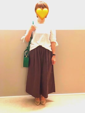 「DHOLIC（ディーホリック）のアイテム（シャツ/ブラウス、ホワイト系）」を使った、pinkyさん（レディース・157cm）の夏コーディネート
