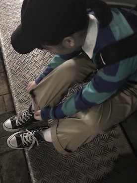 「ラガーシャツ」｜ポンちゃんさん（レディース・153cm）の冬コーディネート