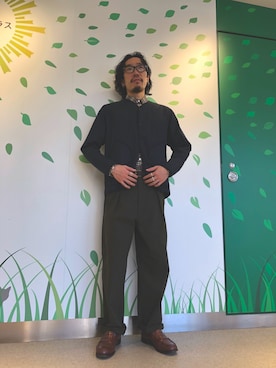 「URBAN RESEARCH」｜「アイテム（ノーカラージャケット）」を使った、だーあかさん（メンズ・168cm）の冬コーディネート