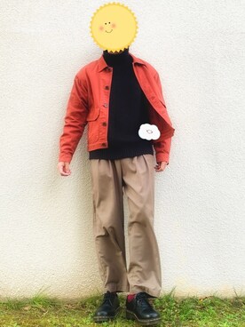 「アイテム（カバーオール、レッド系）」を使った、はるさん（メンズ・174cm）の冬コーディネート