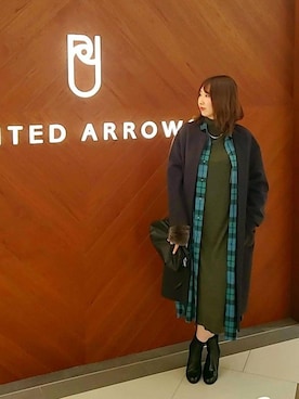 「TICCA（ティッカ）のアイテム（シャツワンピース）」を使った、池田 優子さん（レディース・164cm）の冬コーディネート