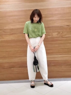 「EleSac（エルサック）の＜ELESAC（エルサック）＞PESCA ハンドバッグ◆（ハンドバッグ）」を使った、池田 優子さん（レディース・164cm）の春コーディネート