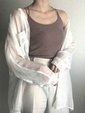 「Heather（ヘザー）のサイドスリットスケチュニックシャツ　885763（シャツ/ブラウス）」を使った、marikoさん（レディース・166cm）の夏コーディネート