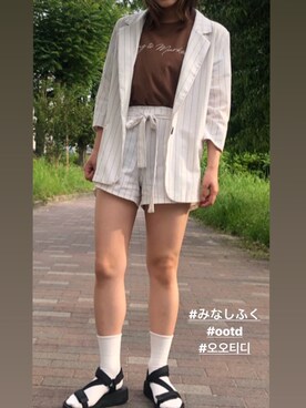 「アイテム（セットアップ、ホワイト系）」を使った、みなさん（レディース・154cm）の春コーディネート