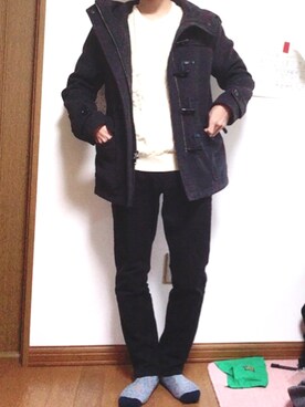 「BEAMS（ビームス）のアイテム（ダッフルコート）」を使った、sitoyaさん（メンズ・165cm）の冬コーディネート