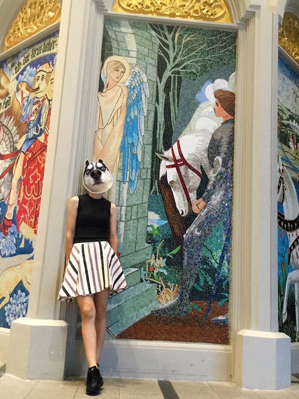 「夏、夏コーデ」｜「no brandのアイテム（ニット/セーター、ブラック系）」を使った、JennieHさん（レディース・163cm）の夏コーディネートの1枚目の写真