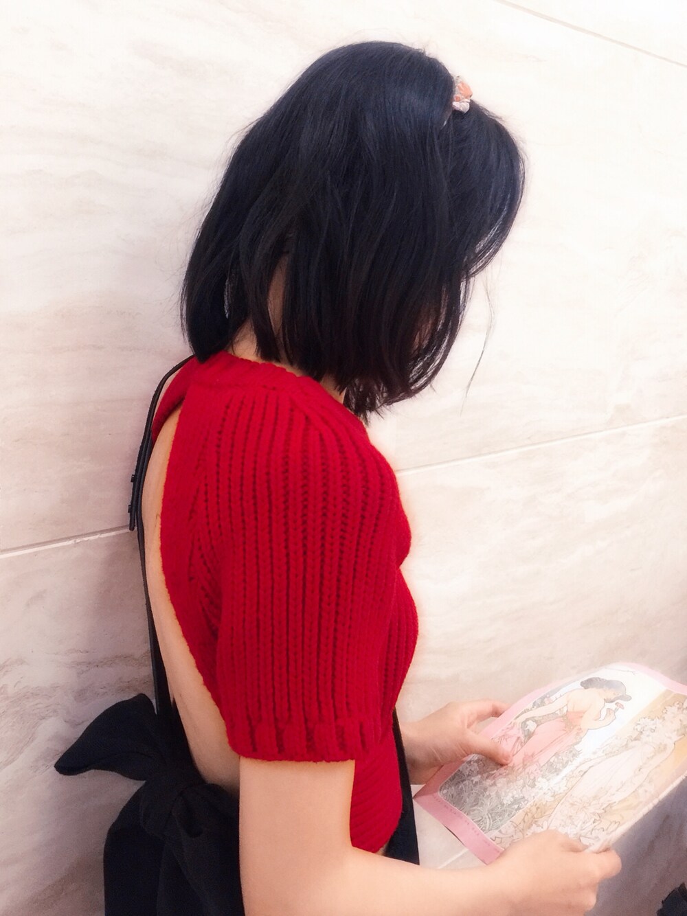 「シンプル、お洒落さんとつながりたい、プチプラコーデ、ゆるコーデ、雨の日コーデ」｜「RED VALENTINOのアイテム（Tシャツ/カットソー、レッド系）」を使った、JennieHさん（レディース・164cm）の夏コーディネートの1枚目の写真