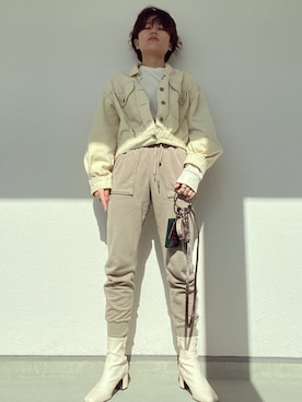 「スクエアトゥ」｜「アイテム（スウェットパンツ）」を使った、SOL.さん（レディース・166cm）の春コーディネート