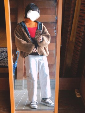 「H&M（エイチ・アンド・エム）のアイテム（パンツ、ホワイト系）」を使った、おちさん（レディース・155cm）の春コーディネート