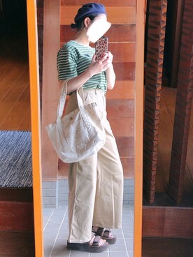 「SM2（エスエムツー）のアイテム（ハンチング/ベレー帽）」を使った、おちさん（レディース・155cm）の夏コーディネート