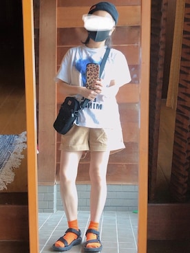 「MINIONS（ミニオンズ）のアイテム」を使った、おちさん（レディース・155cm）の夏コーディネート