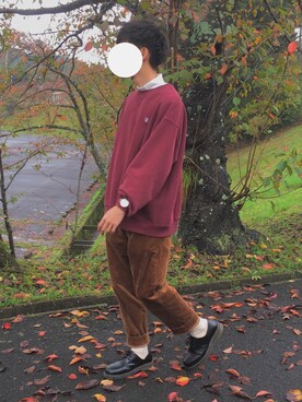 「Champion（チャンピオン）のアイテム（ニット/セーター）」を使った、kazukiさん（メンズ・173cm）の秋コーディネート