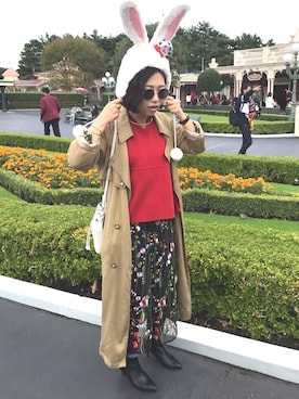 「disney」｜「アイテム（トレンチコート）」を使った、えつこさん（レディース・162cm）の秋コーディネート