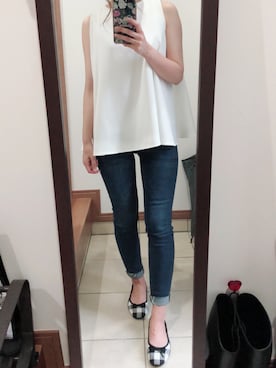 「M.deux（エムドゥ）のアイテム（トップス）」を使った、totoCHANさん（レディース・153cm）の春コーディネート