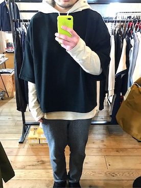 「FROM THE GARRET（フロムザギャレット）のアイテム（スウェット）」を使った、Yushi Amanoさん（メンズ・174cm）の春コーディネート