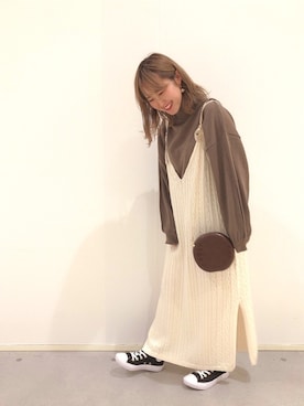 「スリットニット」｜おさだ かなさん（レディース・153cm）の秋コーディネート