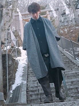 「アイテム（ポンチョ）」を使った、sssshunnnnさん（メンズ・177cm・20代）の春コーディネート