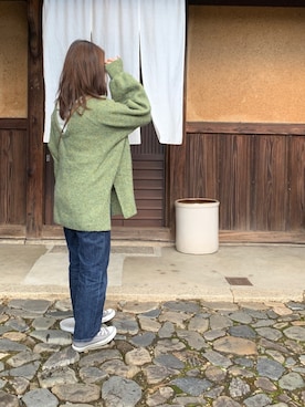 「UNIQLO（ユニクロ）のエクストラファインメリノリブタートルネックセーター（長袖）（ニット/セーター）」を使った、Hozu🧸さん（レディース・154cm）の冬コーディネート