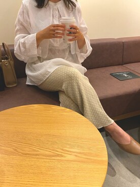 「LOWRYS FARM（ローリーズファーム）の感動フィットシューズ　930503（バレエシューズ、ベージュ系）」を使った、Hozu🧸さん（レディース）の夏コーディネート