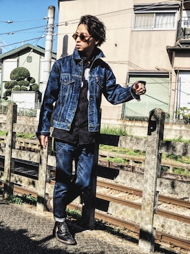 「tricker's」｜「アイテム（デニムジャケット）」を使った、ゆうぞー▼▲▼▲さん（メンズ・175cm）の冬コーディネート
