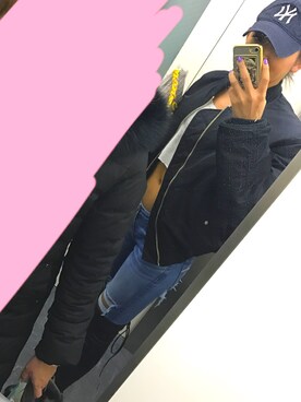 「レザーブーツ」｜「アイテム（キャップ）」を使った、yurie*さん（レディース・170cm）の冬コーディネート