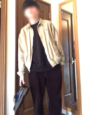 「GU（ジーユー）のアイテム（スウェット、ブラック系）」を使った、Harukiさん（メンズ）の冬コーディネート