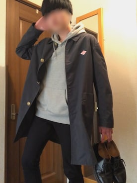 「DANTON（ダントン）のDANTON（ダントン）NYLON TAFFETA COAT MENS ナイロンタフタ　コート メンズ　（ステンカラーコート、グレー系）」を使った、Harukiさん（メンズ）の冬コーディネート