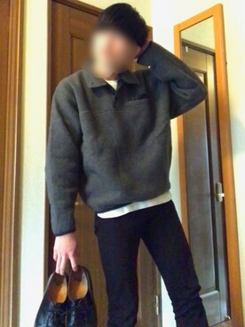 「古着のアイテム（ジャケット/アウター、グレー系）」を使った、Harukiさん（メンズ）の冬コーディネート