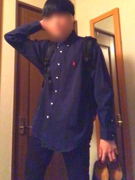 「POLO RALPH LAUREN（ポロ ラルフ ローレン）のアイテム（シャツ/ブラウス、ブルー系）」を使った、Harukiさん（メンズ）の冬コーディネート