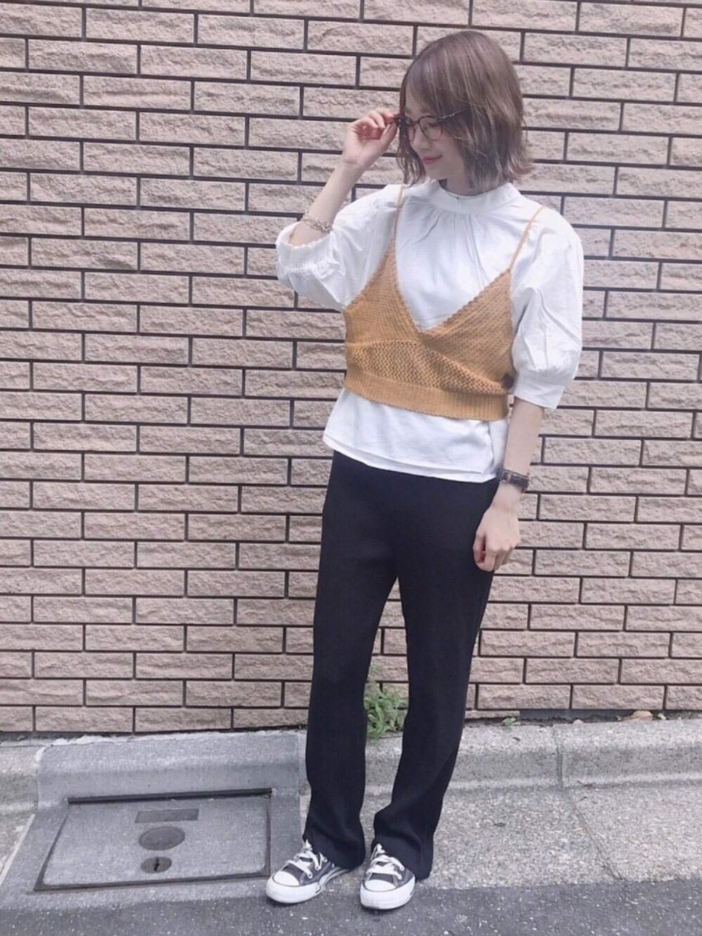 「秋のコーデ、秋服準備はじめました」｜「PAGEBOYのスタンドネックボリュームミドルスリーブ（シャツ/ブラウス、ホワイト系）」を使った、ERIKOさん（レディース・160cm）の秋コーディネートの1枚目の写真