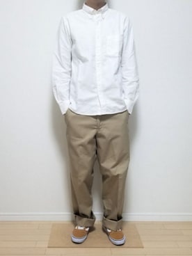 「RED KAP（レッドキャップ）のPT20（チノパンツ、ベージュ系）」を使った、だいさん（メンズ・170cm）の秋コーディネート