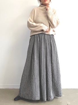 「Libra Cue（リブラ キュー）のアイテム（スカート）」を使った、Libra Cue_abeさん（レディース・158cm）の秋コーディネート