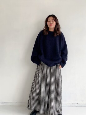 「Libra Cue（リブラ キュー）のアイテム（スカート）」を使った、Libra Cue_abeさん（レディース・158cm）の秋コーディネート