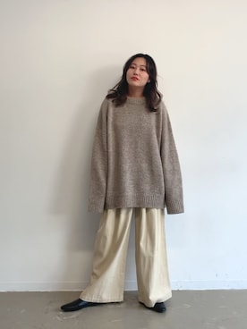 「Libra Cue（リブラ キュー）のアイテム（スラックス）」を使った、Libra Cue_abeさん（レディース・158cm）の秋コーディネート