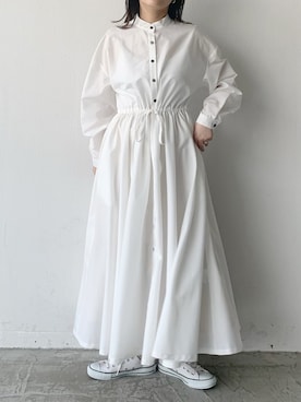 「Libra Cue（リブラ キュー）のアイテム（シャツワンピース）」を使った、Libra Cue_abeさん（レディース・158cm）の春コーディネート