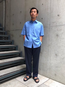 「BLUE（ブルー）のアイテム」を使った、稲岡さん（メンズ・164cm）の夏コーディネート