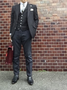 「アイテム（ネクタイ、シルバー系）」を使った、エースさん（メンズ・170cm）の冬コーディネート