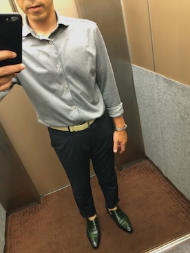 「アイテム（ドレスシューズ、グリーン系）」を使った、エースさん（メンズ・170cm）の夏コーディネート